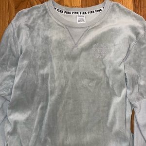 PINK Grey Velvet Sweatshirt